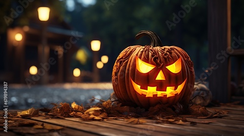 Halloween glowing pumpkin Generative AI