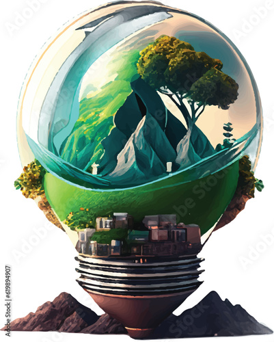 Energy Ecology concept with a green planet in the form of a globe