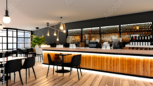 Modern interior Loft style modern cafe - AI Generative
