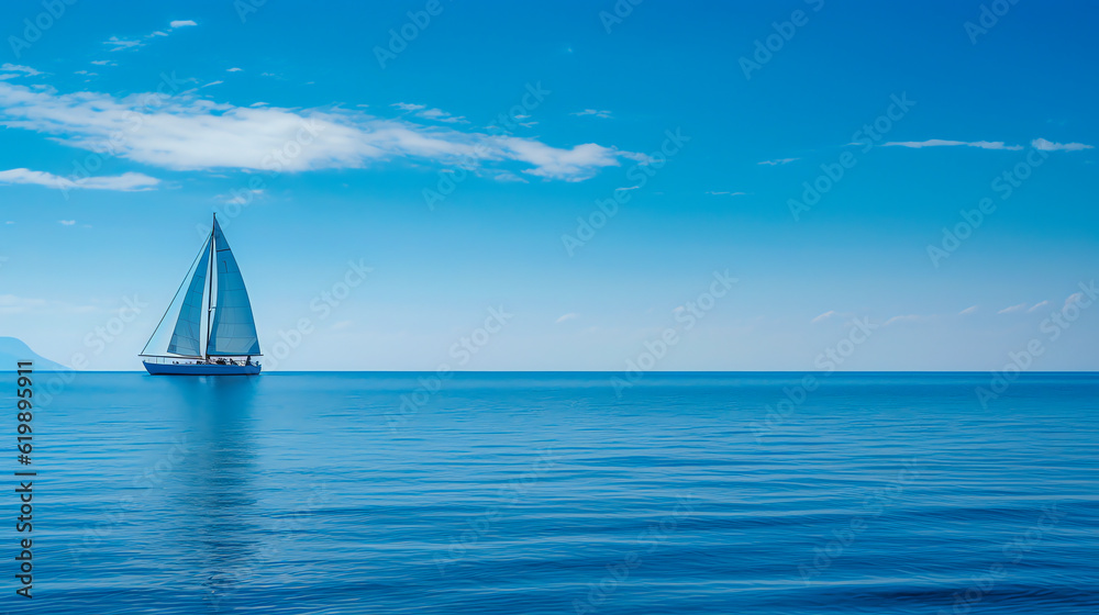 Segelboot auf dem blauem Meer, Generative AI
