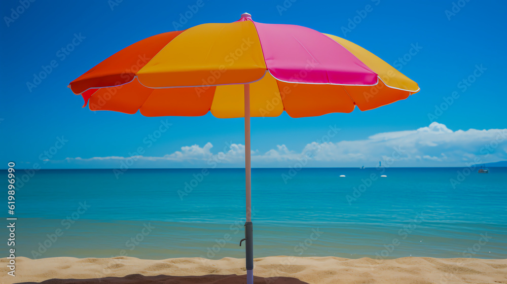Sonnenschirm am Strand, Generative AI