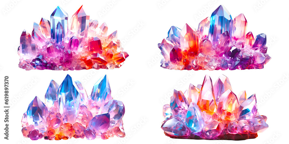 Crystal background isolated on transparent background, PNG three