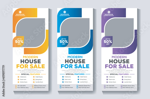 Real estate roll up or pull up banner design template Stand banner layout
