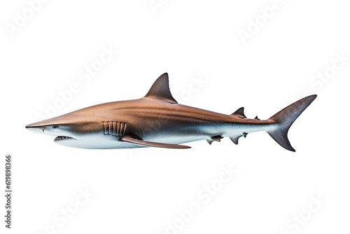 Galapagos shark Carcharhinus galapagensis on transparent background (PNG). Generative AI.