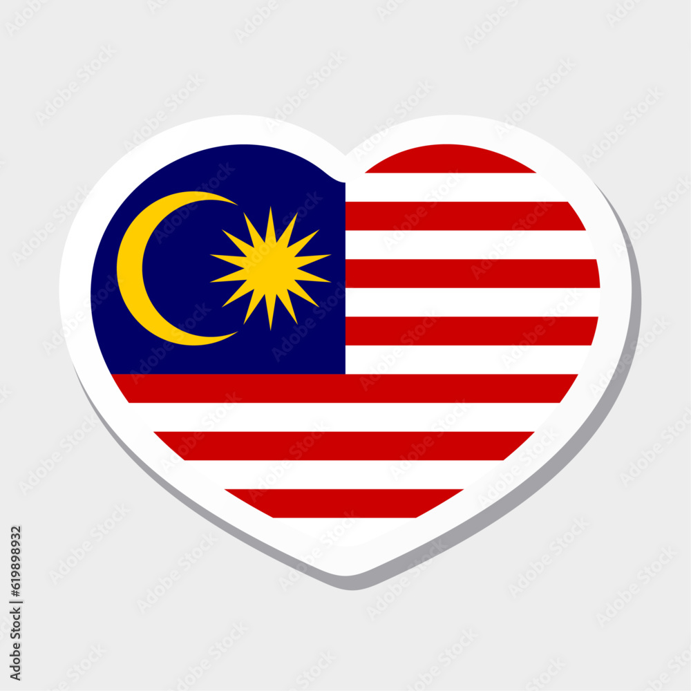 Flag of Malaysia icon. Vector heart sticker. Best for mobile apps, UI and web design. Flag of Malaysia icon. Vector heart sticker. Best for mobile apps, UI and web design.