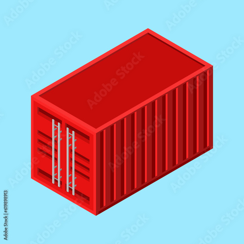 Red containers in isometric view in vector illustration design