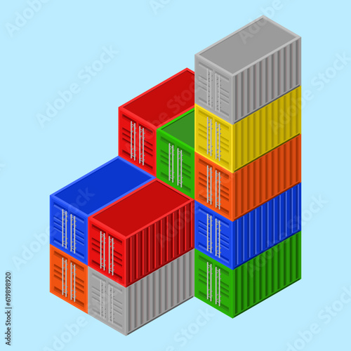 Many color of containers in isometric view in vector illustration design