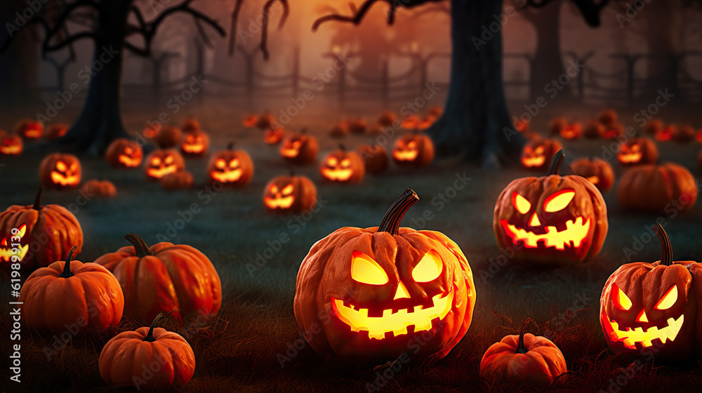 Mystical Halloween Delights Pumpkin Magic in the Spooky Background. created with Generative AI Mystical Halloween Delights Pumpkin Magic in the Spooky Background. created with Generative AI