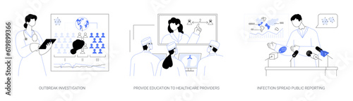 Control of infectious diseases abstract concept vector illustrations.