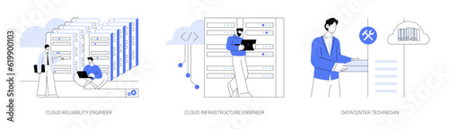 Datacenter abstract concept vector illustrations.