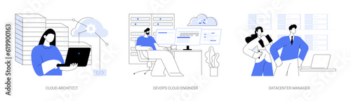 Cloud engineering abstract concept vector illustrations.