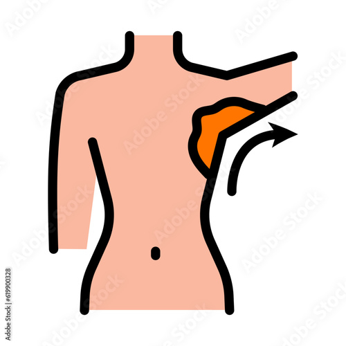 Armpit waxing color icon. Female underarm hair removal procedure. Depilation with natural hot sugar wax