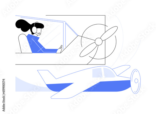 Fly the light aircraft abstract concept vector illustration.