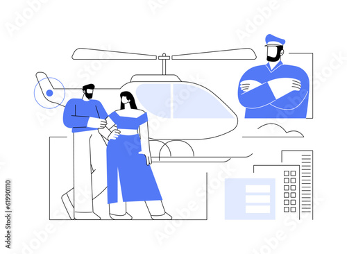 Private helicopter abstract concept vector illustration.