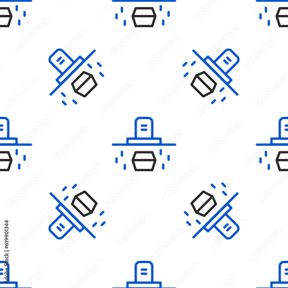 Line Grave with tombstone and coffin icon isolated seamless pattern on white background. Colorful outline concept. Vector Line Grave with tombstone and coffin icon isolated seamless pattern on white background. Colorful outline concept. Vector