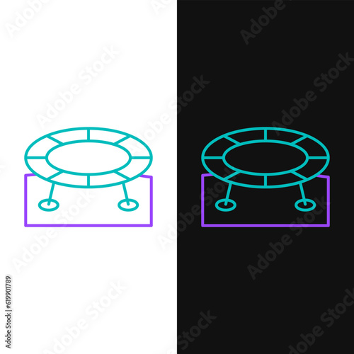 Line Jumping trampoline icon isolated on white and black background. Colorful outline concept. Vector