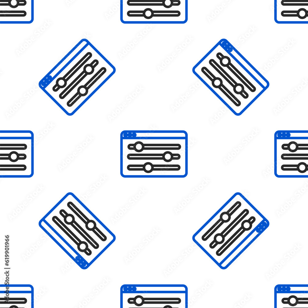 Line Browser setting icon isolated seamless pattern on white background. Adjusting, service, maintenance, repair, fixing. Colorful outline concept. Vector