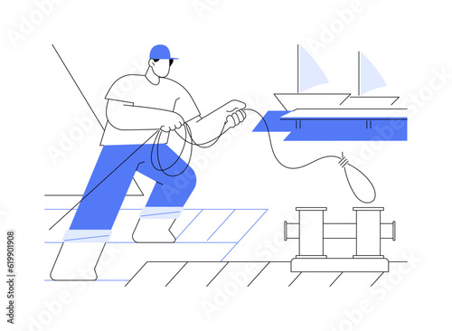 Yacht berthing abstract concept vector illustration.