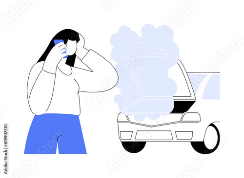 Overheated engine abstract concept vector illustration.