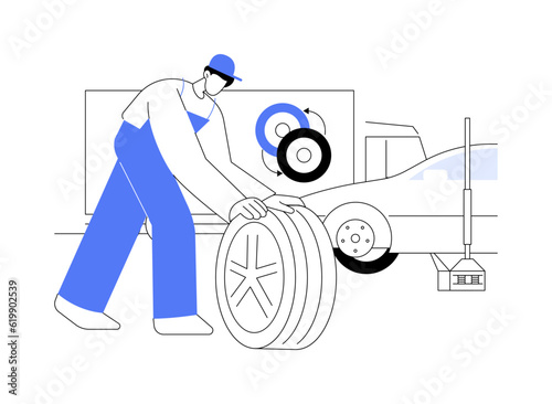 Mobile tire service abstract concept vector illustration.