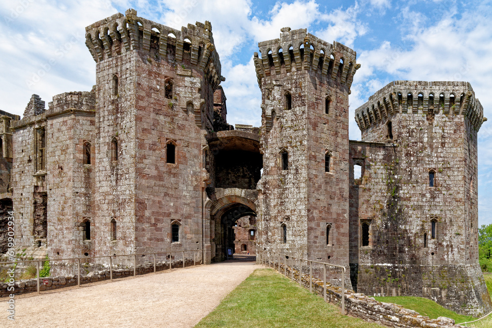 Raglan Castle in Summer, Raglan, Monmouthshire, South Wales, UK