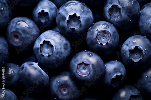 Blueberry berries as background and texture. Generative AI