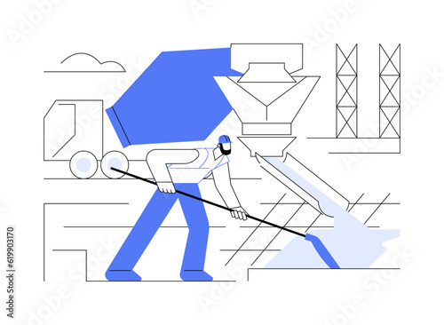 Pouring concrete abstract concept vector illustration.