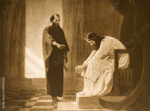 The lithograpy of Confronting “The Man”: Nathan’s Parable and David’s Sin from beginn of 20. cent.