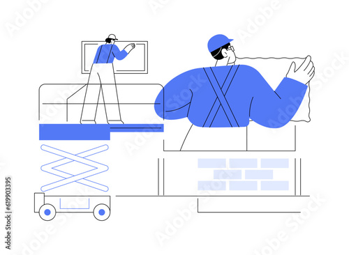 Scissor lift abstract concept vector illustration.