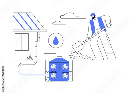 Installing dry well abstract concept vector illustration.