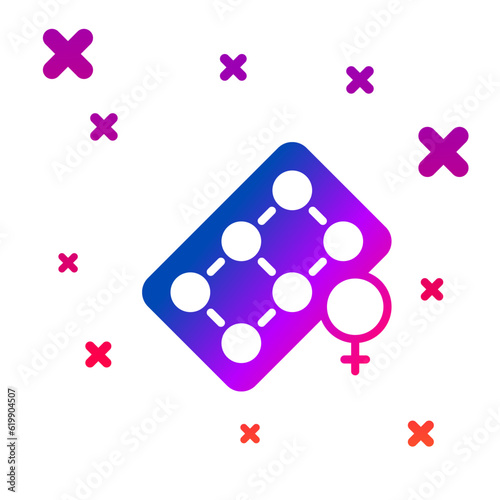 Color Packaging of birth control pills icon isolated on white background. Contraceptive pill. Gradient random dynamic shapes. Vector