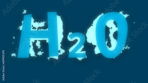H20 symbol for water animation blue background