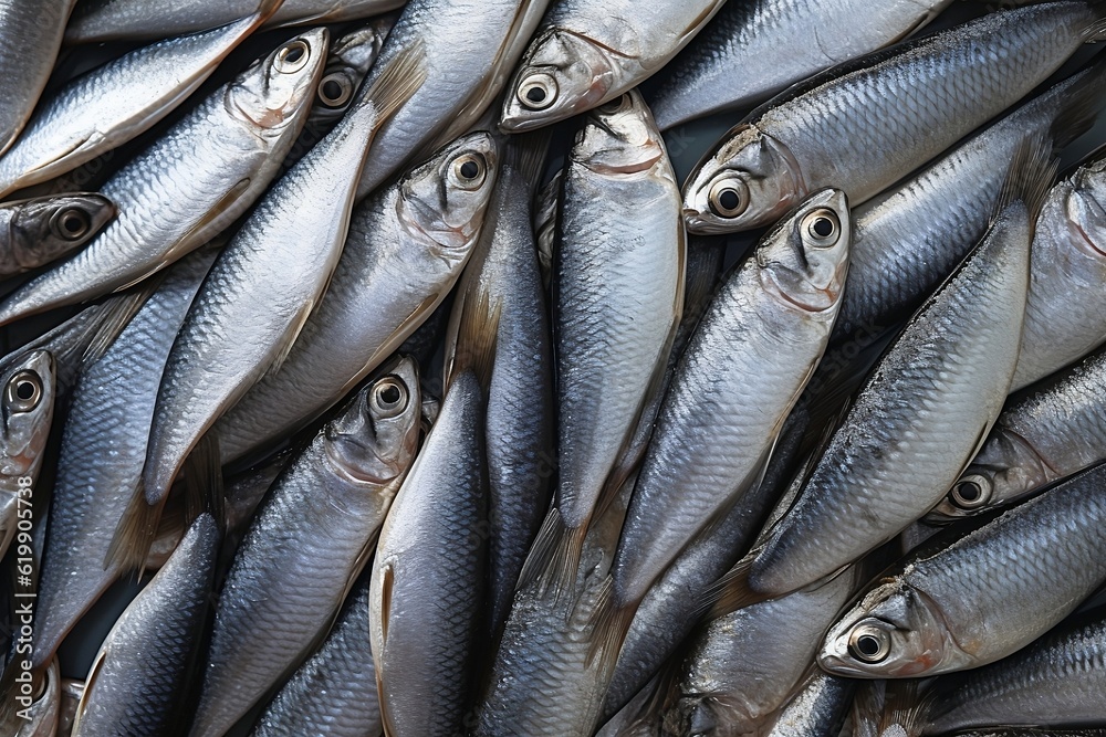 Fototapeta premium Herrings as background. Generative AI.