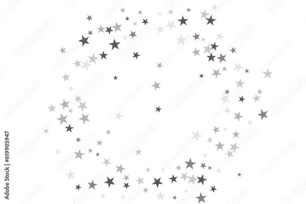 Star confetti. Silver casual confetti background. Bright design pattern.