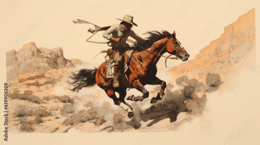 Rider and Galloping Horse Art Print Rider and Galloping Horse Art Print