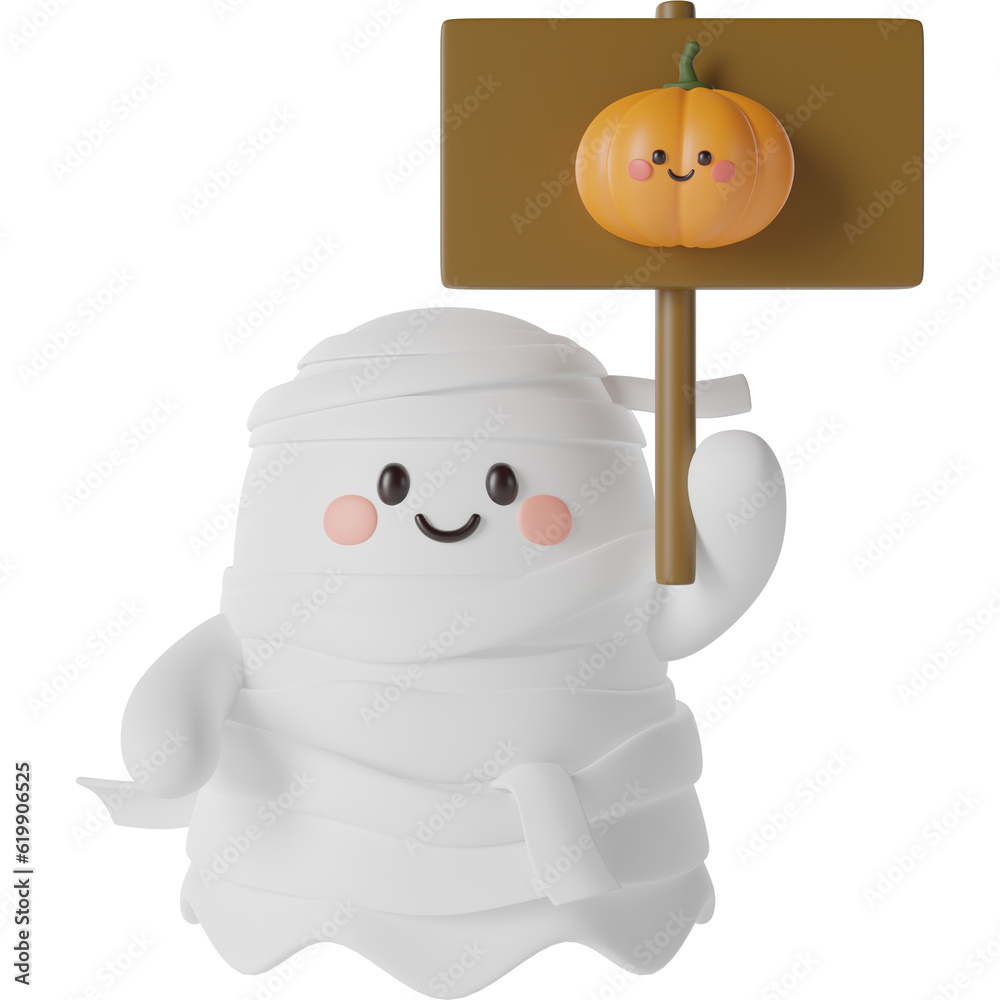 Fototapeta premium Halloween Cute Ghost 3d Illustration