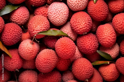 Lychees as background. Generative AI..