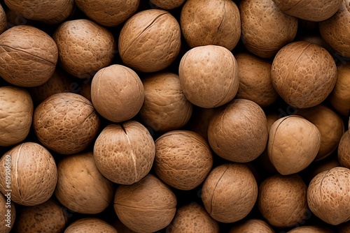 Nutmeg as background and texture. Generative AI.