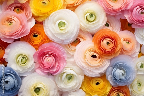  Ranunculus as background and texture. Generative AI.