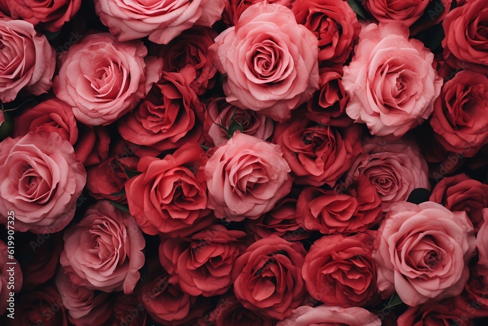 Naklejka premium Roses as texture. Generative AI.