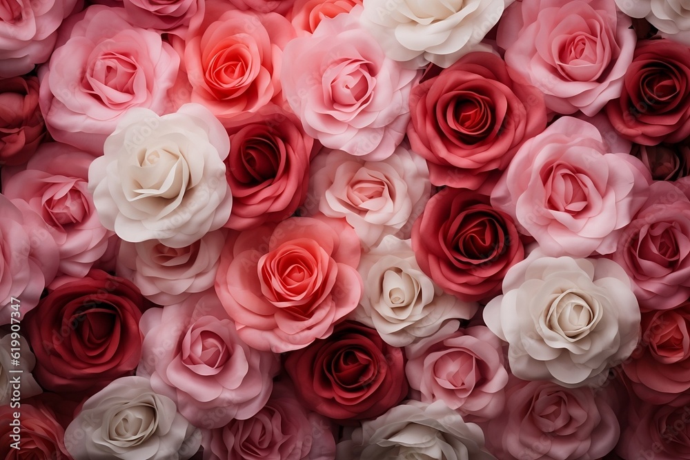 Obraz premium Roses as background and texture. Generative AI.