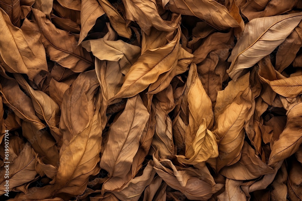 Tobacco leaves as texture. Generative AI. Tobacco leaves as texture. Generative AI.