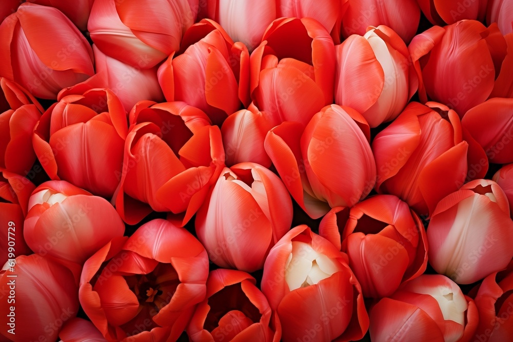 Obraz premium Tulips as texture. Generative AI.