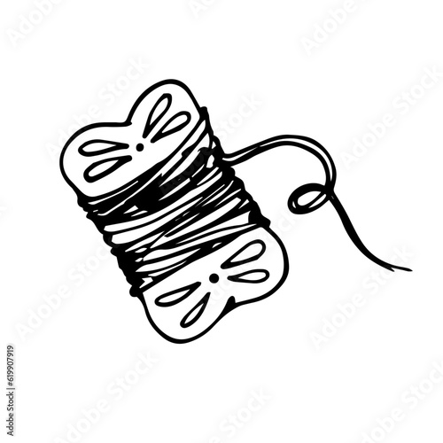 Sketch,doodle of a skein of thread.Vector graphics.