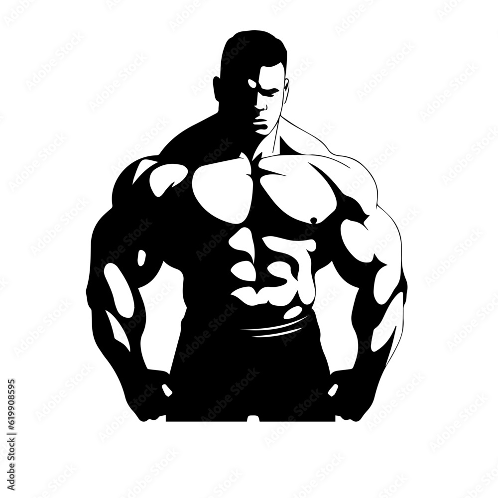 Fototapeta premium Bodybuilder silhouette illustration 