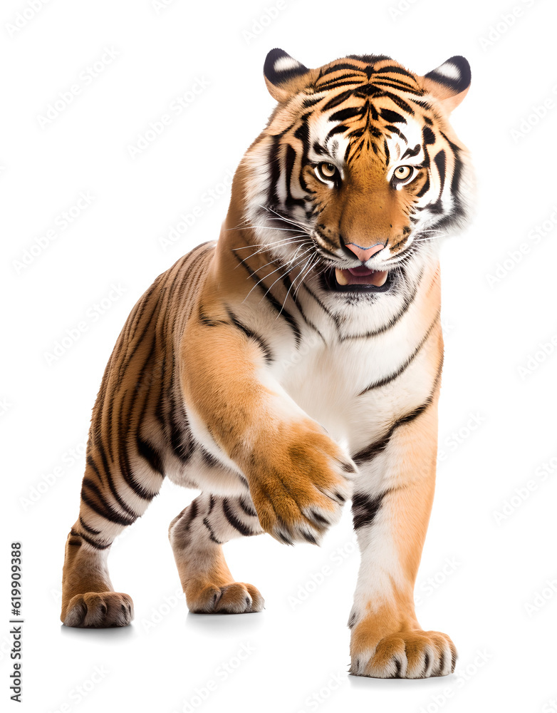 standing Tiger, isolated background. Generative Ai