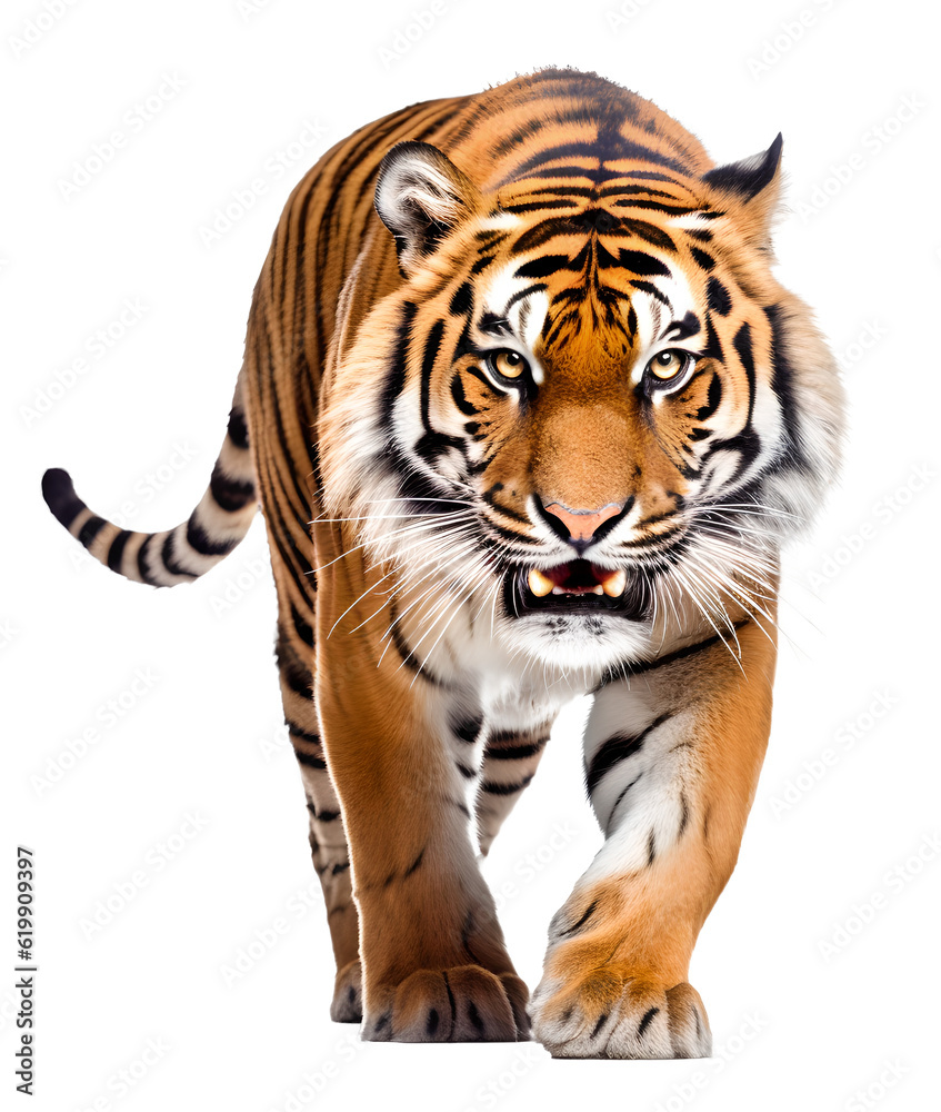 majestic Tiger, isolated background. Generative Ai