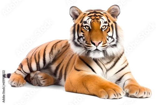 Tiger  isolated background. Generative Ai