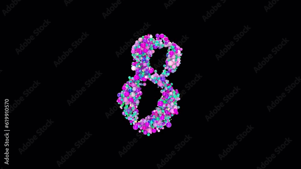 Colorfull Balls Reveal a Digit in Bold Script Brush Lettering, 4k Transparent Video Made for Learning Counting and Digits Colorfull Balls Reveal a Digit in Bold Script Brush Lettering, 4k Transparent Video Made for Learning Counting and Digits
