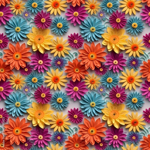 Wallpaper Mural Quilled Paper-Style Flower Seamless  Torontodigital.ca